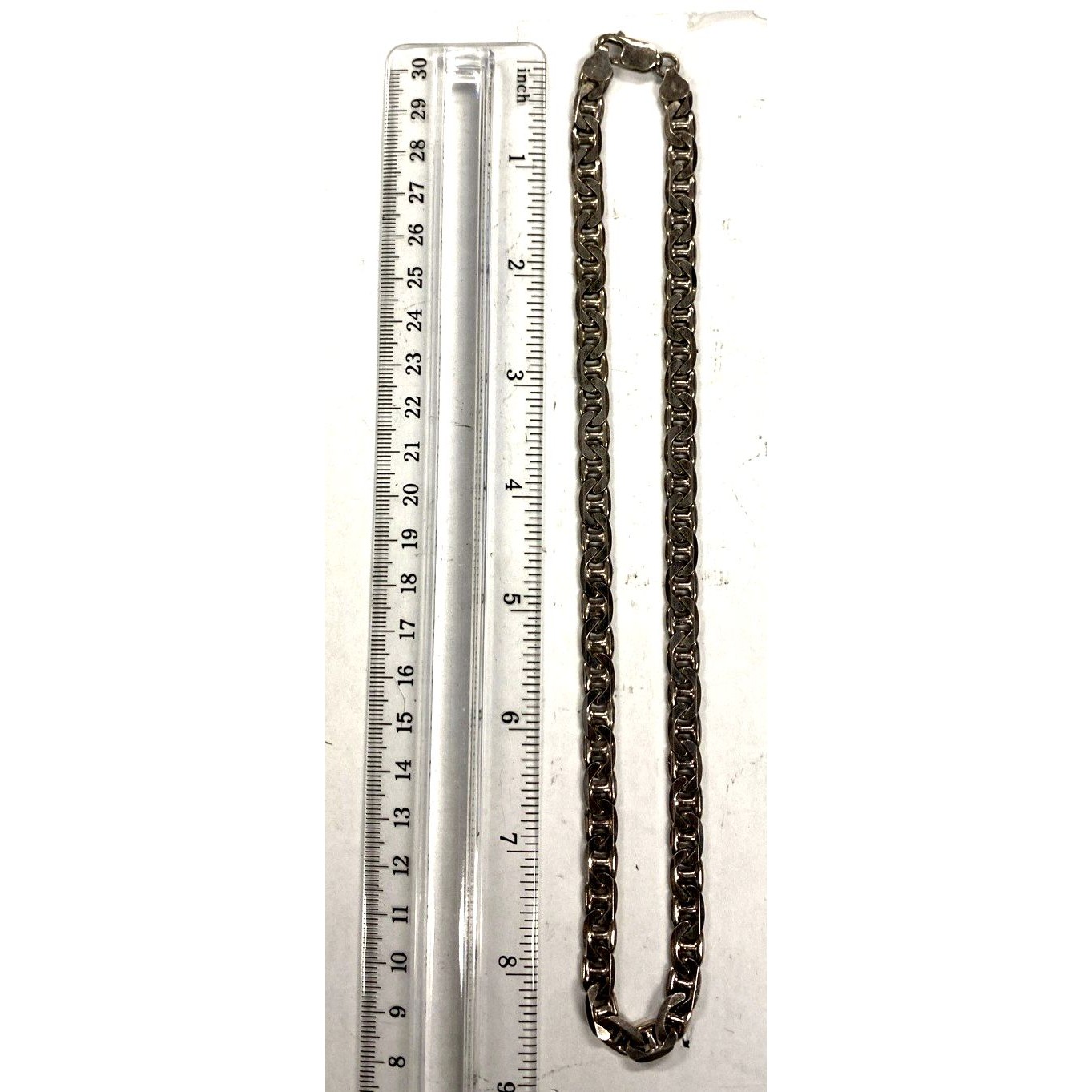 Vintage Italian Sterling Silver 18 Mariner Link Chain Necklace Anchor Link